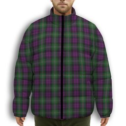 ScotsTee Shop Scottish Wilson Premium Tartan Collar Down Jacket Winter White Duck Down Plaid