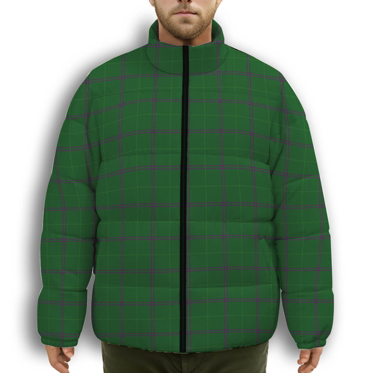 ScotsTee Shop Scottish Walters Premium Tartan Collar Down Jacket Winter White Duck Down Plaid