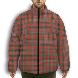 ScotsTee Shop Scottish MacPherson Weathered Premium Tartan Collar Down Jacket Winter White Duck Down Plaid