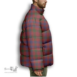 ScotsTee Shop Scottish Ross 8 Premium Tartan Collar Down Jacket Winter White Duck Down Plaid