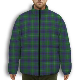ScotsTee Shop Scottish Oliphant Premium Tartan Collar Down Jacket Winter White Duck Down Plaid