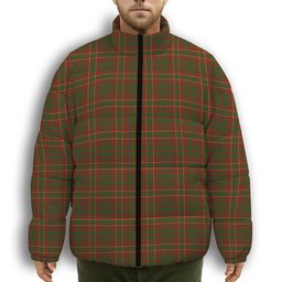 ScotsTee Shop Scottish MacRurie or MacRory Premium Tartan Collar Down Jacket Winter White Duck Down Plaid