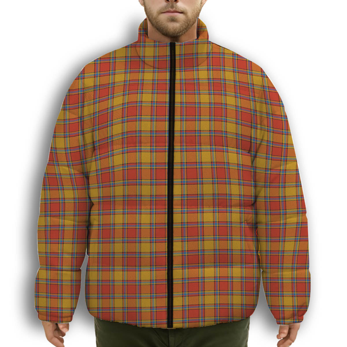 ScotsTee Shop Scottish Scrymgeour Ancient Premium Tartan Collar Down Jacket Winter White Duck Down Plaid
