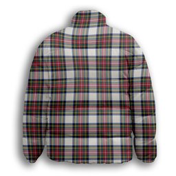 ScotsTee Shop Scottish Stewart Dress Modern Premium Tartan Collar Down Jacket Winter White Duck Down Plaid