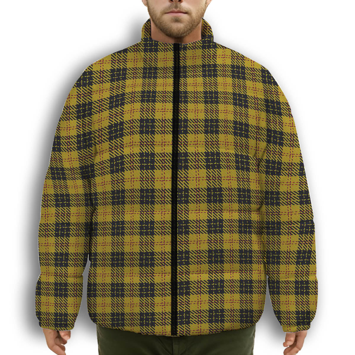 ScotsTee Shop Scottish MacLeod 1831 Premium Tartan Collar Down Jacket Winter White Duck Down Plaid