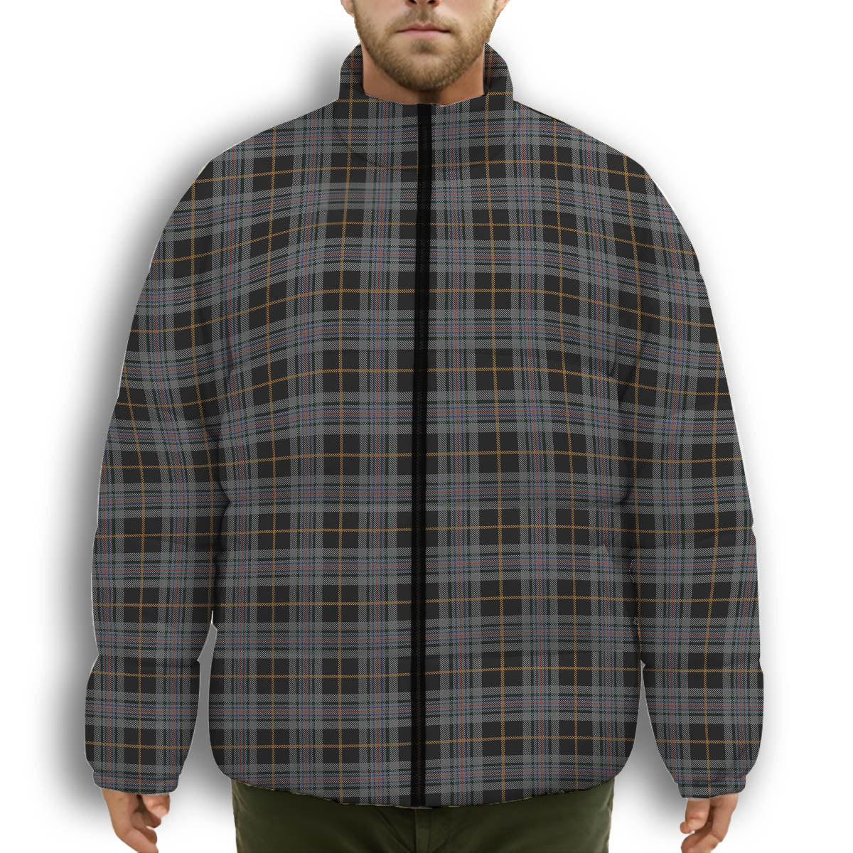 ScotsTee Shop Scottish Turnbull, Dress Bruce Premium Tartan Collar Down Jacket Winter White Duck Down Plaid