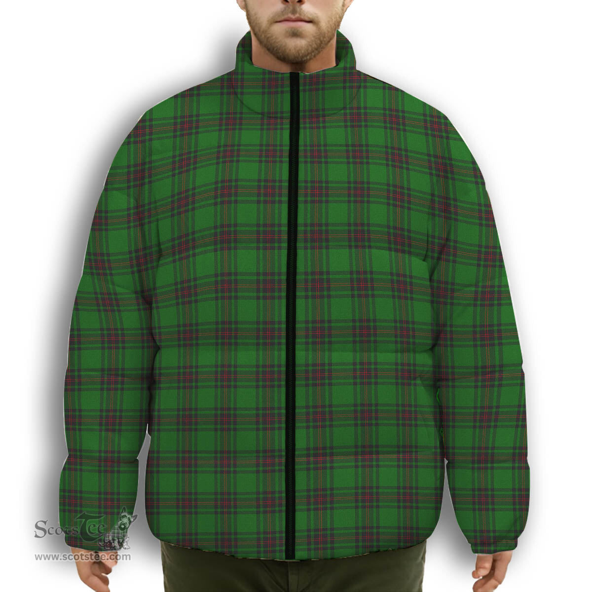 ScotsTee Shop Scottish Primrose Premium Tartan Collar Down Jacket Winter White Duck Down Plaid