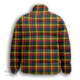 ScotsTee Shop Scottish Masterton Premium Tartan Collar Down Jacket Winter White Duck Down Plaid