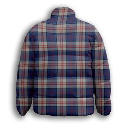 ScotsTee Shop Scottish Stewart of Appin Hunting Dress Premium Tartan Collar Down Jacket Winter White Duck Down Plaid