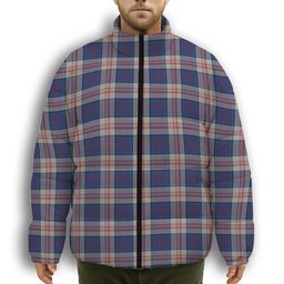 ScotsTee Shop Scottish Stewart of Appin Hunting Dress Premium Tartan Collar Down Jacket Winter White Duck Down Plaid