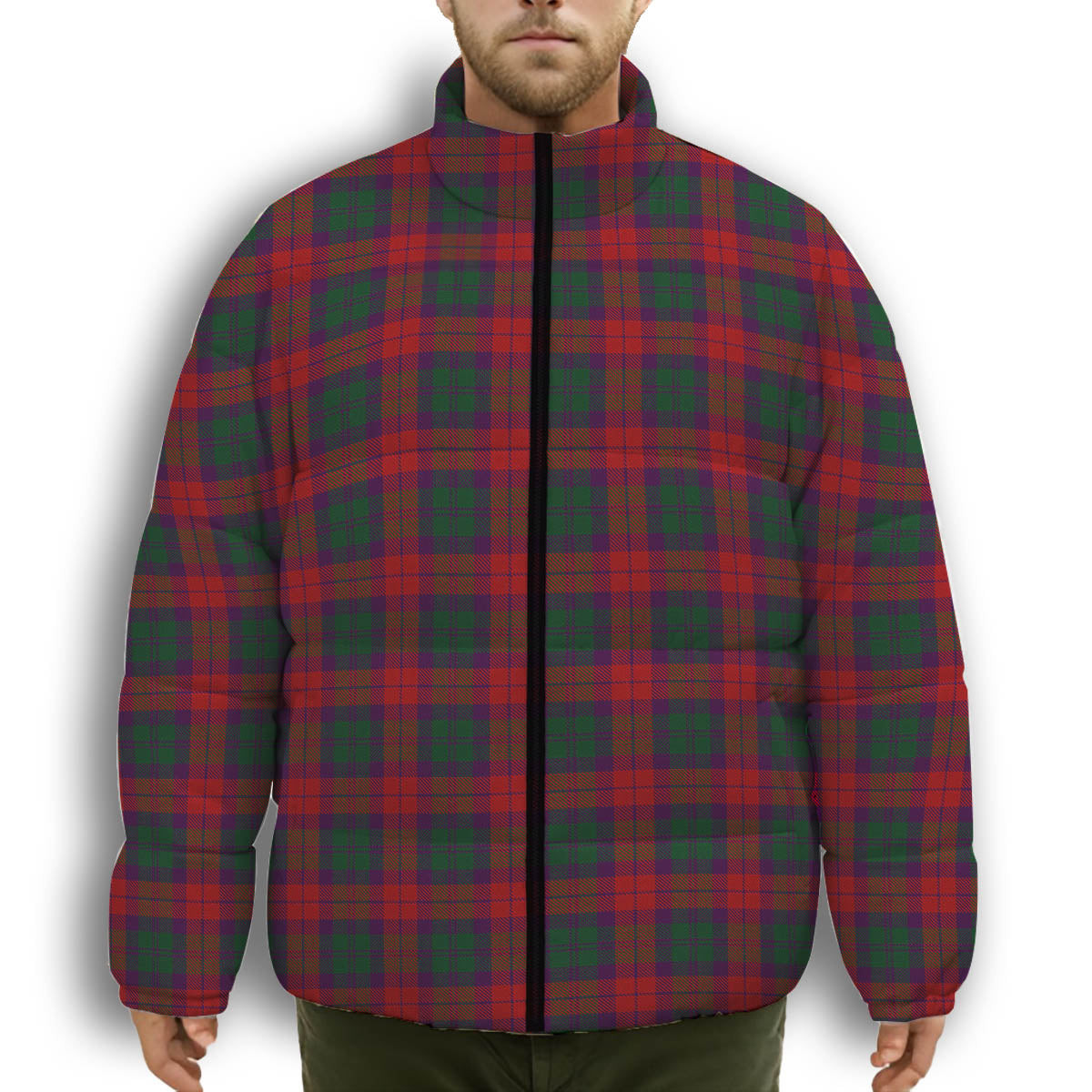 ScotsTee Shop Scottish MacNab 1950 Trade Version Premium Tartan Collar Down Jacket Winter White Duck Down Plaid