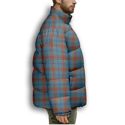 ScotsTee Shop Scottish Traill Premium Tartan Collar Down Jacket Winter White Duck Down Plaid