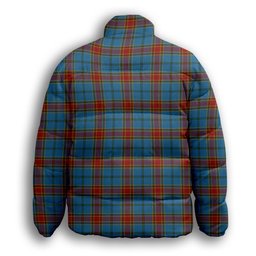ScotsTee Shop Scottish Traill Premium Tartan Collar Down Jacket Winter White Duck Down Plaid