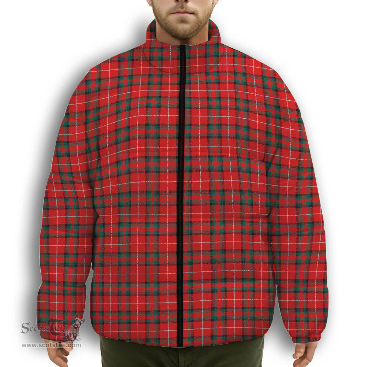 ScotsTee Shop Scottish Stuart Of Bute Modern Premium Tartan Collar Down Jacket Winter White Duck Down Plaid