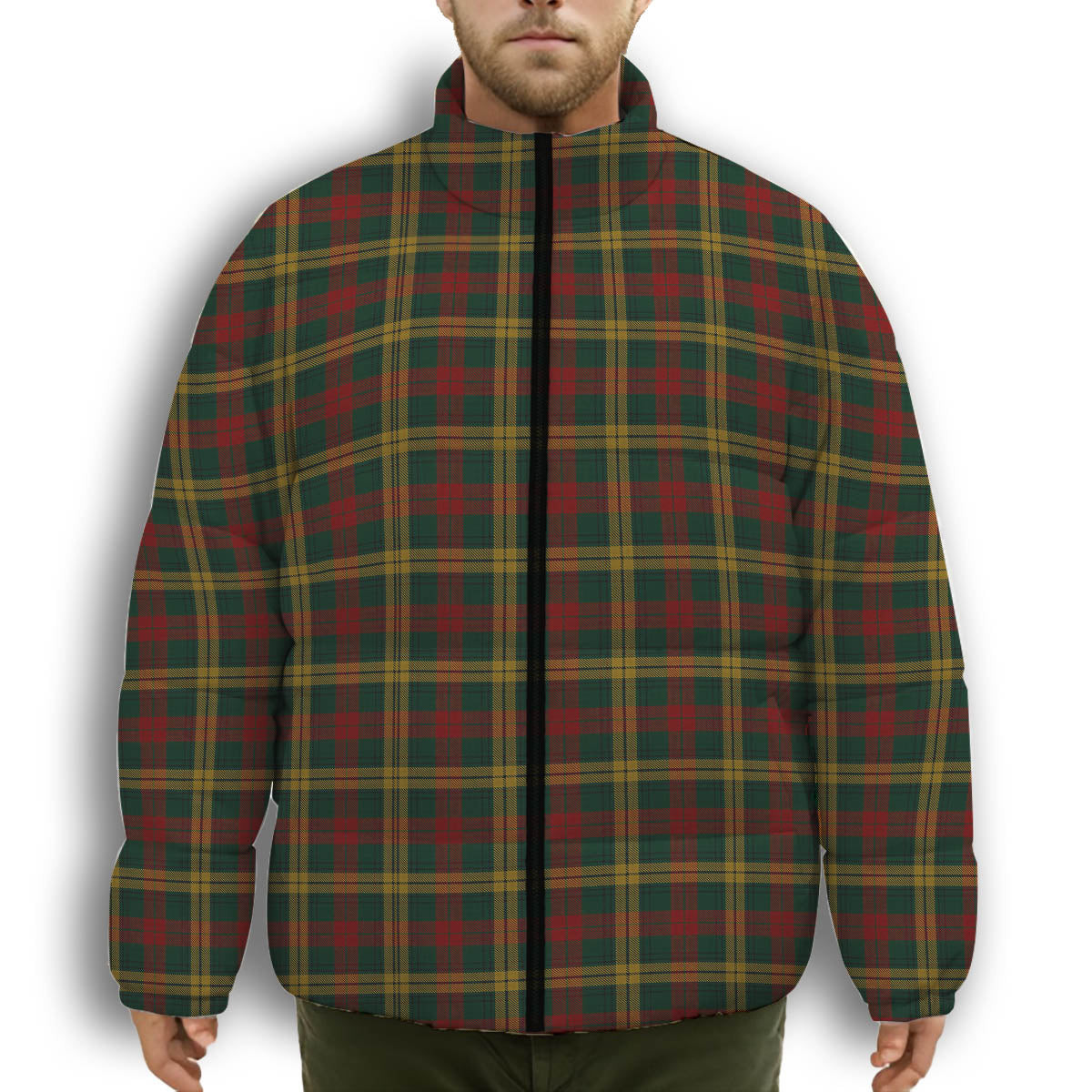 ScotsTee Shop Scottish MacKillen Premium Tartan Collar Down Jacket Winter White Duck Down Plaid