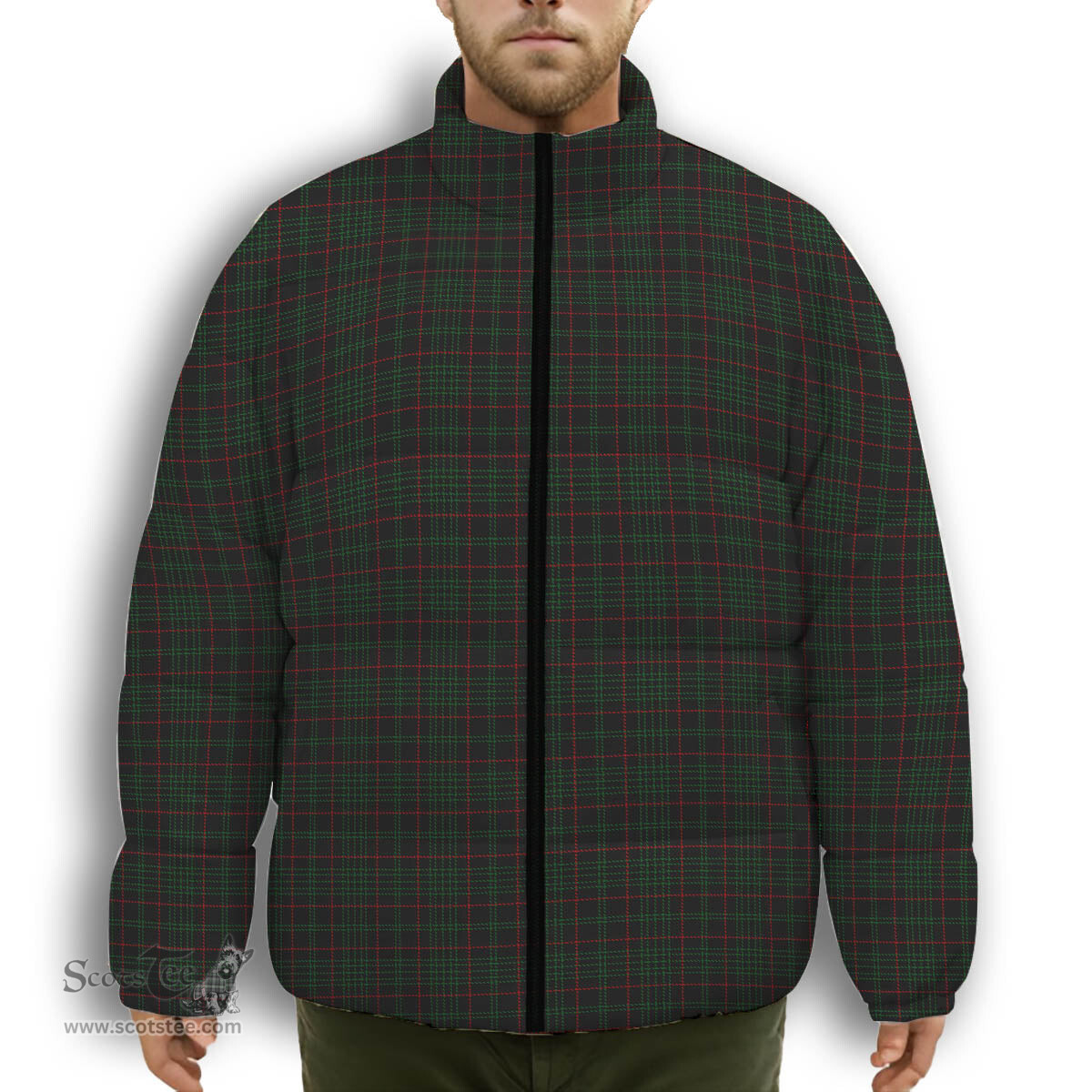 ScotsTee Shop Scottish Renwick Premium Tartan Collar Down Jacket Winter White Duck Down Plaid