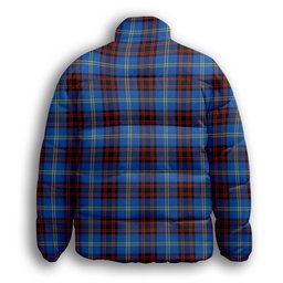 ScotsTee Shop Scottish Rutherford Modern Premium Tartan Collar Down Jacket Winter White Duck Down Plaid