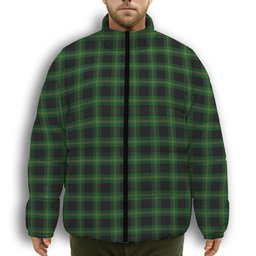 ScotsTee Shop Scottish Perry Hunting Green Premium Tartan Collar Down Jacket Winter White Duck Down Plaid