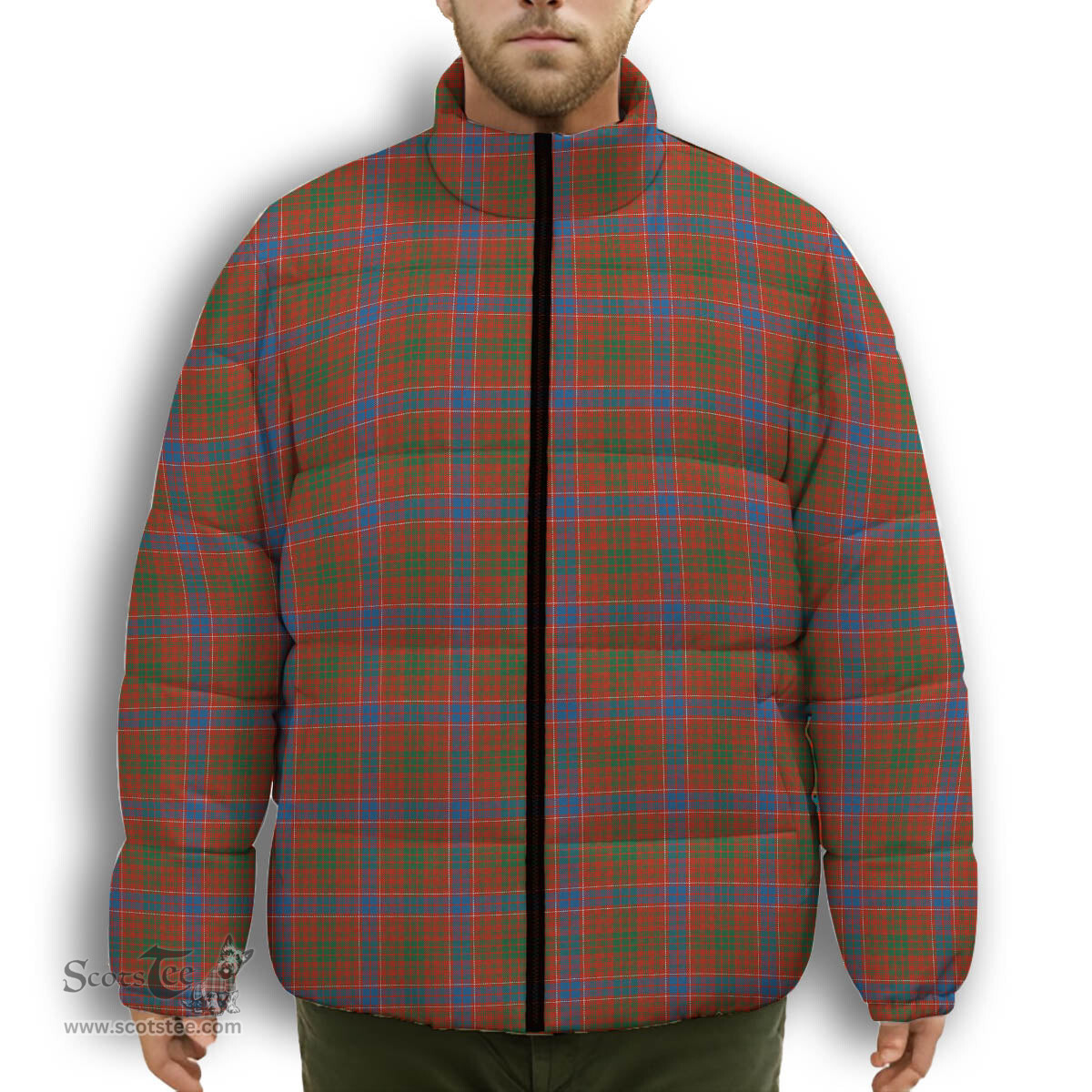 ScotsTee Shop Scottish Lumsden Waistcoat Ancient Premium Tartan Collar Down Jacket Winter White Duck Down Plaid
