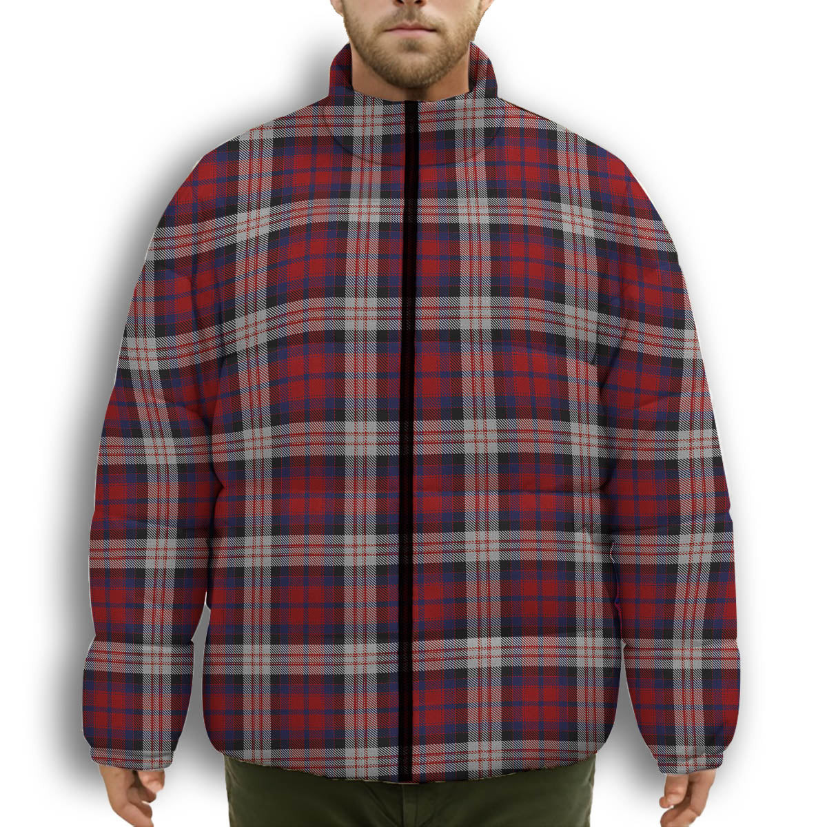 ScotsTee Shop Scottish MacDonald Dress Irish Premium Tartan Collar Down Jacket Winter White Duck Down Plaid