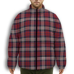 ScotsTee Shop Scottish MacDonald Dress Irish Premium Tartan Collar Down Jacket Winter White Duck Down Plaid