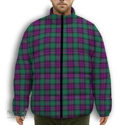ScotsTee Shop Scottish MacArthur Milton Premium Tartan Collar Down Jacket Winter White Duck Down Plaid
