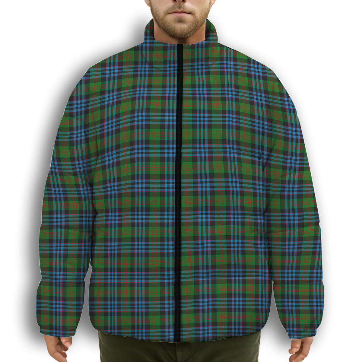 ScotsTee Shop Scottish Newlands Premium Tartan Collar Down Jacket Winter White Duck Down Plaid