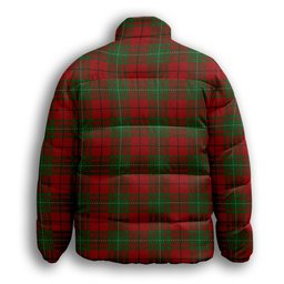 ScotsTee Shop Scottish MacAuley Premium Tartan Collar Down Jacket Winter White Duck Down Plaid