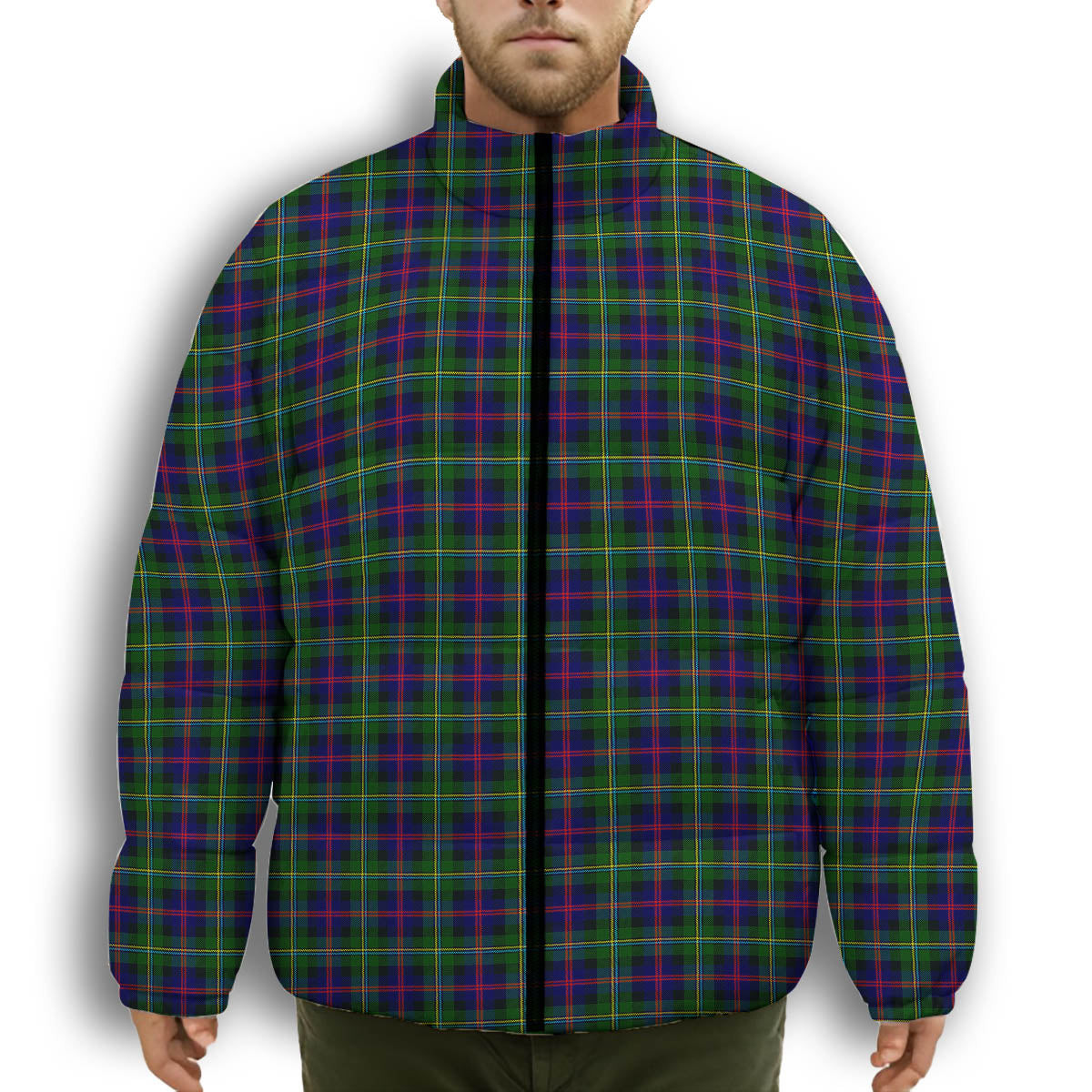 ScotsTee Shop Scottish MacCallum #2 Premium Tartan Collar Down Jacket Winter White Duck Down Plaid