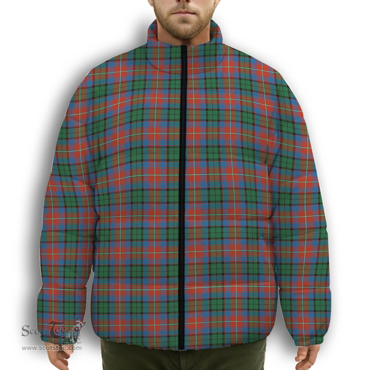 ScotsTee Shop Scottish Rattray of Lude Ancient Premium Tartan Collar Down Jacket Winter White Duck Down Plaid