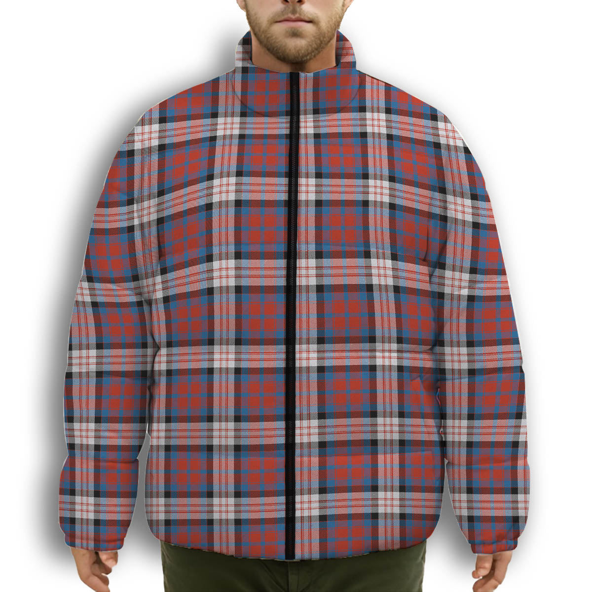 ScotsTee Shop Scottish McDonald Dress Irish Ancient Premium Tartan Collar Down Jacket Winter White Duck Down Plaid