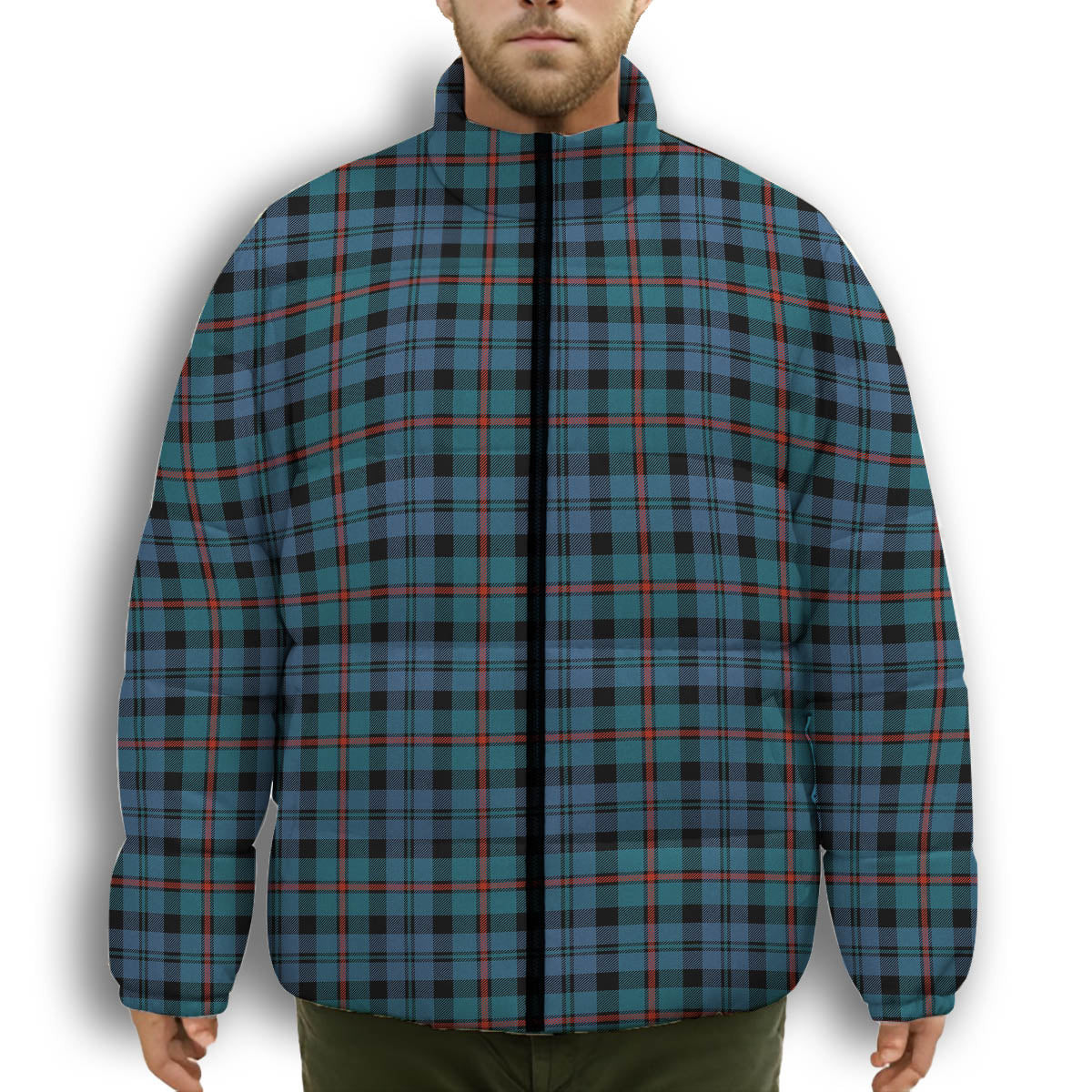 ScotsTee Shop Scottish MacCorquodale Ancient Premium Tartan Collar Down Jacket Winter White Duck Down Plaid