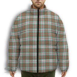 ScotsTee Shop Scottish MacBean Dress Ancient Premium Tartan Collar Down Jacket Winter White Duck Down Plaid