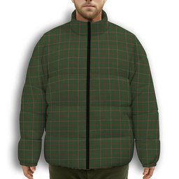ScotsTee Shop Scottish MacKinnon Hunting Premium Tartan Collar Down Jacket Winter White Duck Down Plaid