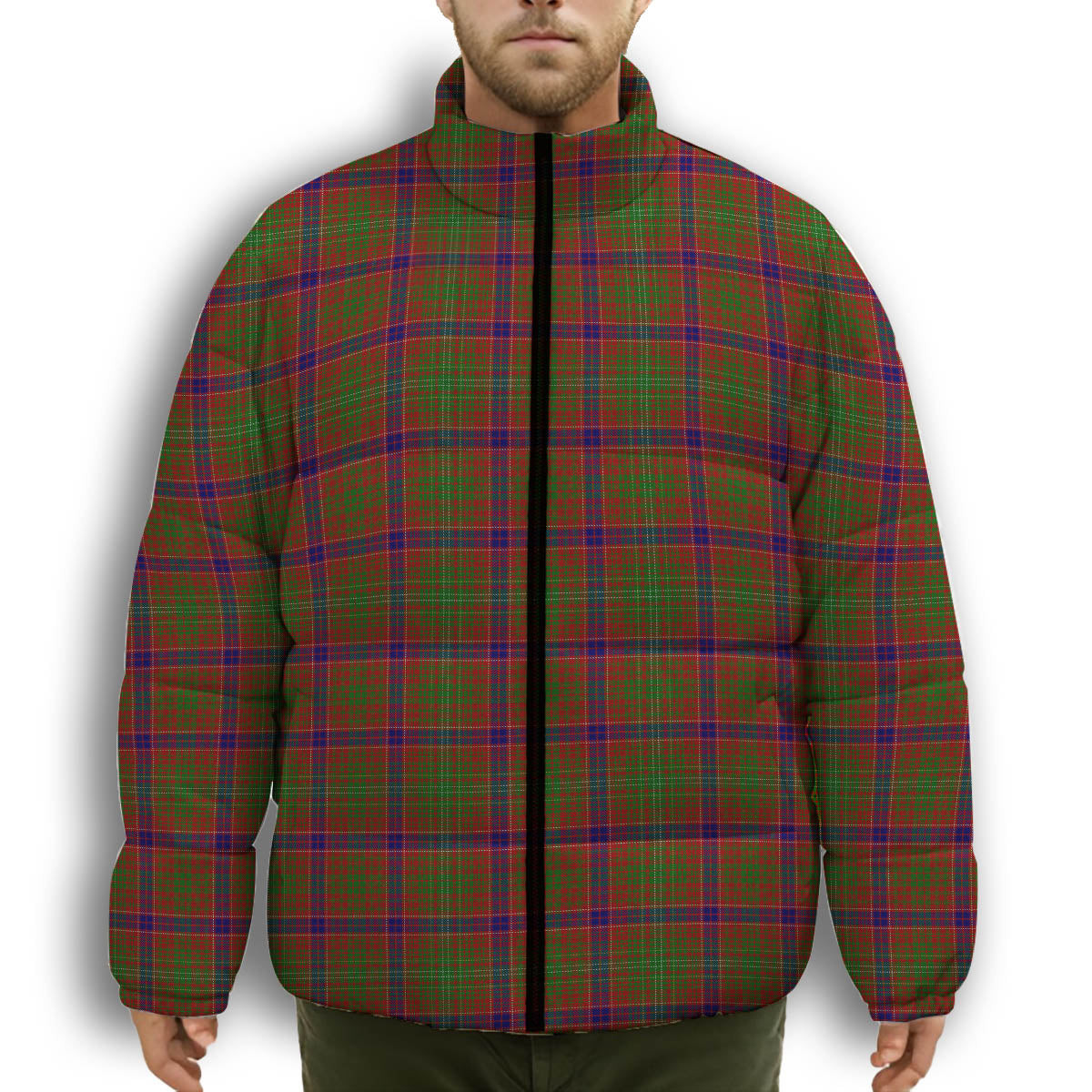 ScotsTee Shop Scottish Lumsden Premium Tartan Collar Down Jacket Winter White Duck Down Plaid