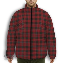 ScotsTee Shop Scottish Mcquain Premium Tartan Collar Down Jacket Winter White Duck Down Plaid