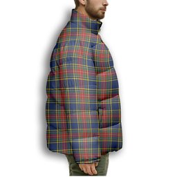 ScotsTee Shop Scottish MacBeth Modern Premium Tartan Collar Down Jacket Winter White Duck Down Plaid
