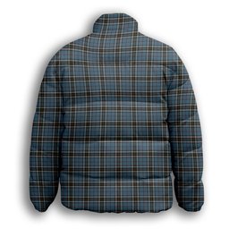 ScotsTee Shop Scottish McTavish Dress Premium Tartan Collar Down Jacket Winter White Duck Down Plaid