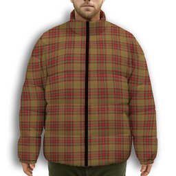 ScotsTee Shop Scottish MacBrair Hunting Premium Tartan Collar Down Jacket Winter White Duck Down Plaid