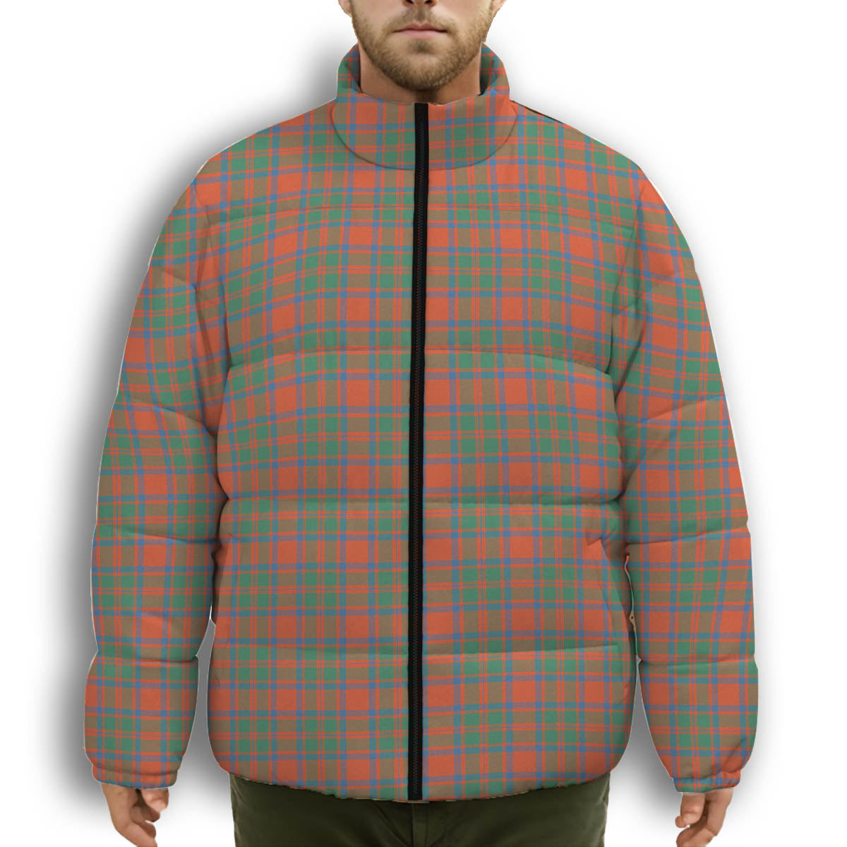 ScotsTee Shop Scottish MacKintosh Ancient Premium Tartan Collar Down Jacket Winter White Duck Down Plaid