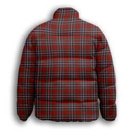 ScotsTee Shop Scottish McFarland Red Premium Tartan Collar Down Jacket Winter White Duck Down Plaid