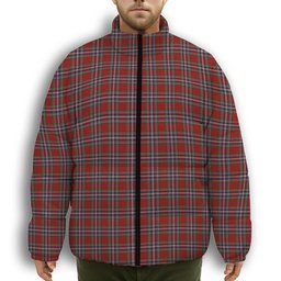 ScotsTee Shop Scottish McFarland Red Premium Tartan Collar Down Jacket Winter White Duck Down Plaid