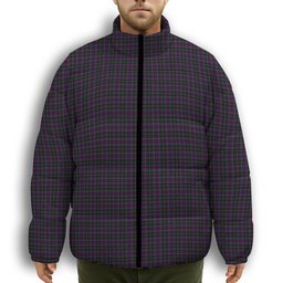 ScotsTee Shop Scottish Harriss Dylan & Family Premium Tartan Collar Down Jacket Winter White Duck Down Plaid
