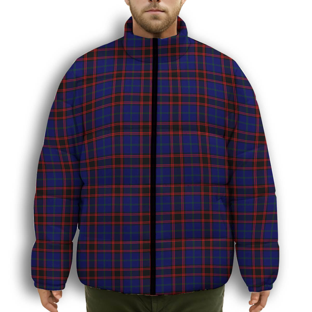 ScotsTee Shop Scottish Home Modern Premium Tartan Collar Down Jacket Winter White Duck Down Plaid