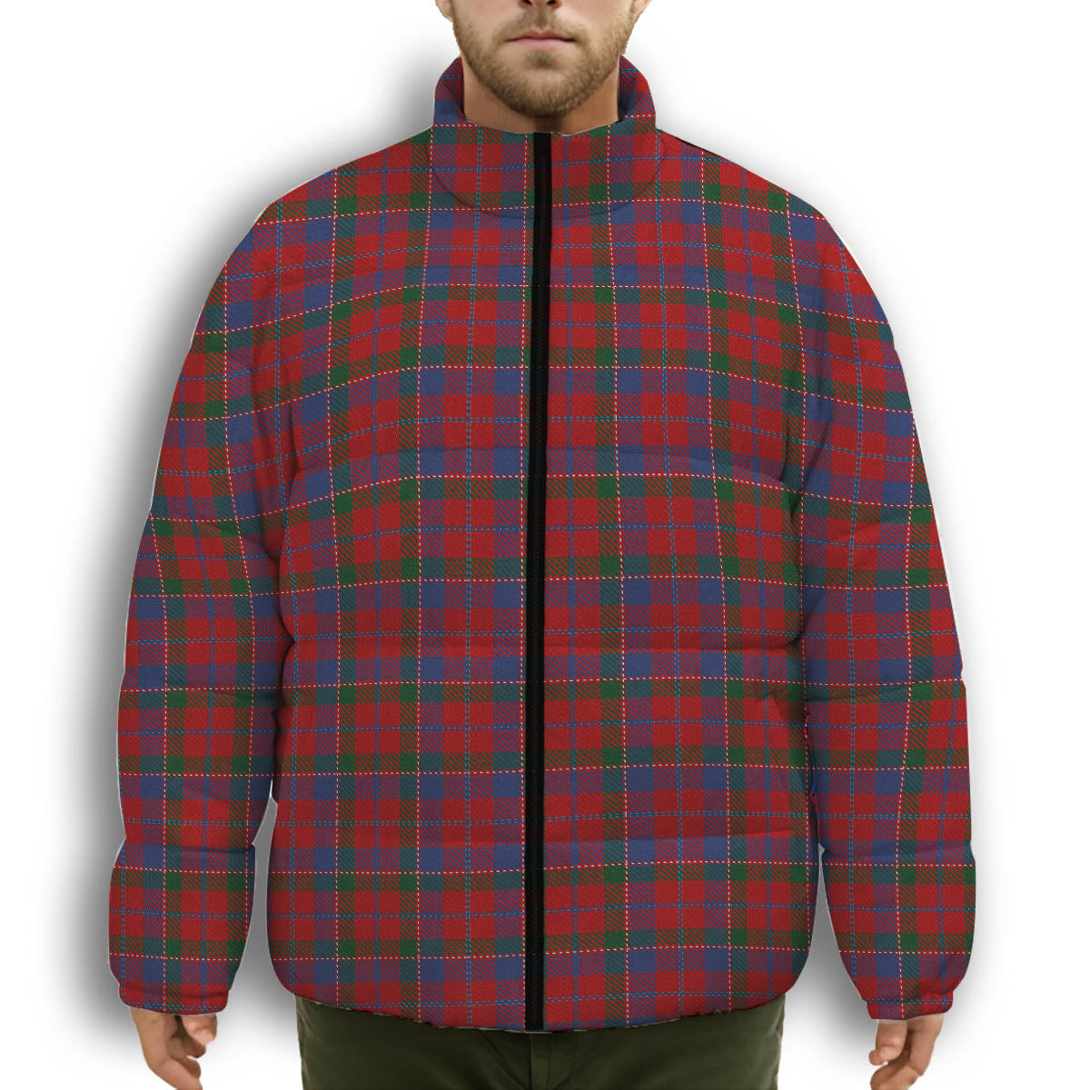 ScotsTee Shop Scottish McDonald of Glenaladale Premium Tartan Collar Down Jacket Winter White Duck Down Plaid