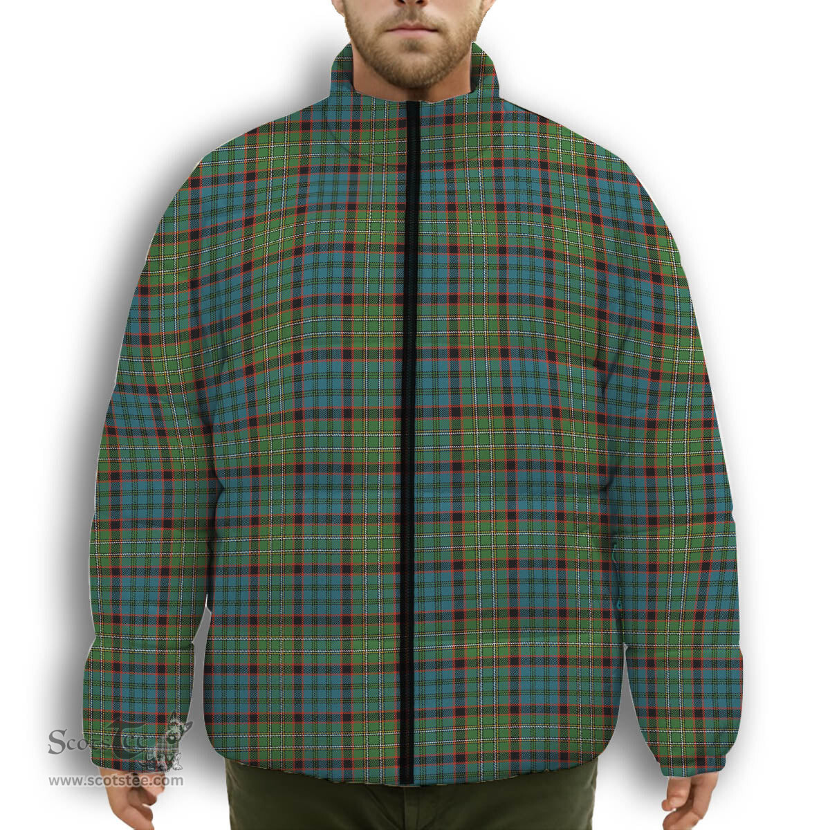 ScotsTee Shop Scottish McNicol Hunting Ancient Premium Tartan Collar Down Jacket Winter White Duck Down Plaid