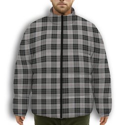 ScotsTee Shop Scottish McPherson Dress Premium Tartan Collar Down Jacket Winter White Duck Down Plaid
