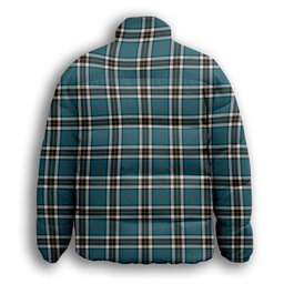 ScotsTee Shop Scottish McThomas Blue Ancient Premium Tartan Collar Down Jacket Winter White Duck Down Plaid