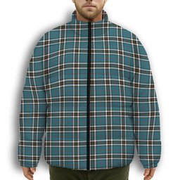 ScotsTee Shop Scottish McThomas Blue Ancient Premium Tartan Collar Down Jacket Winter White Duck Down Plaid