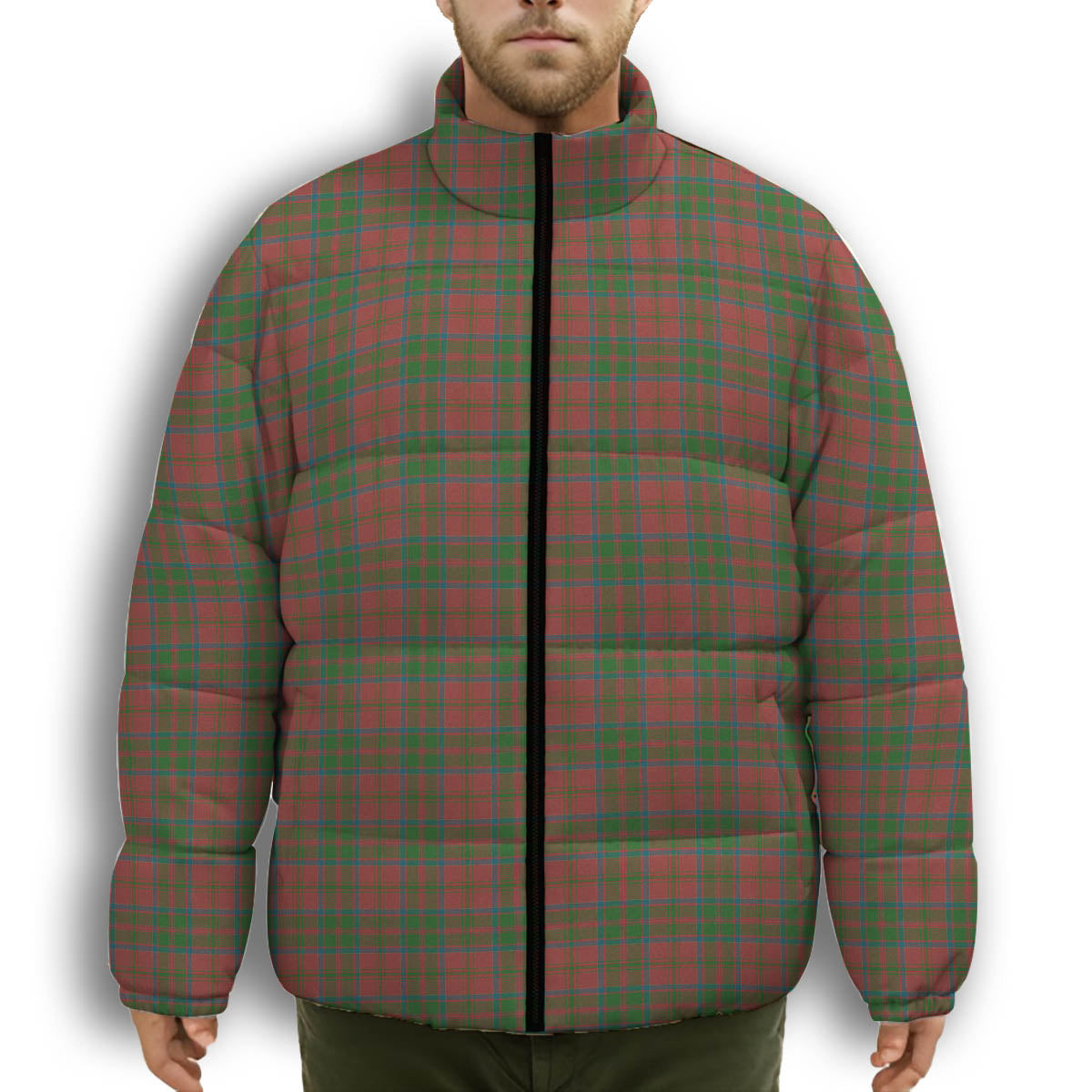 ScotsTee Shop Scottish MacDonald of Glencoe Ancient Premium Tartan Collar Down Jacket Winter White Duck Down Plaid